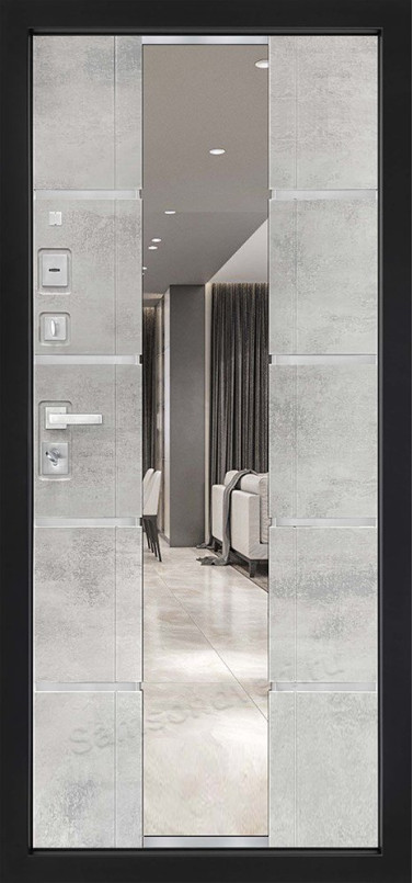 Входная дверь «Флагман-М Z» Бетон графит (вставки и хром. молдинг) - Бетон светлый с зеркалом (вставки и хром. молдинг) Входная дверь «Флагман-М Z» Бетон графит (вставки и хром. молдинг) - Бетон светлый с зеркалом (вставки и хром. молдинг)