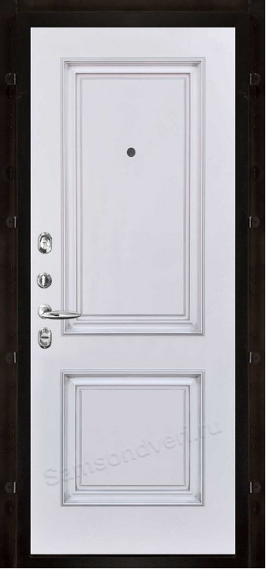 Входная дверь «Флагман-М Z» Бетон графит (вставки хром. молдинг) - Багет 32 Белая эмаль с патиной Входная дверь «Флагман-М Z» Бетон графит (вставки хром. молдинг) - Багет 32 Белая эмаль с патиной