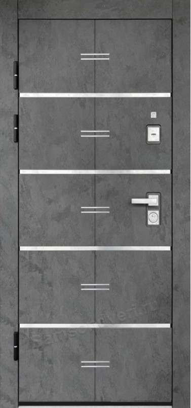 Входная дверь «Флагман-М Z» Бетон графит (вставки хром. молдинг) - Багет 32 Белая эмаль с патиной Входная дверь «Флагман-М Z» Бетон графит (вставки хром. молдинг) - Багет 32 Белая эмаль с патиной