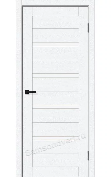 Межкомнатная дверь Браво-28/2 White Silkwood/Magic Fog RAL 9003 ПЭТ Остекленная Bravo. Размер 200x60 см