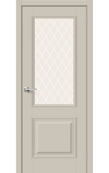 Межкомнатная дверь Классик-13 Cream Silk RAL 7044 ПЭТ стекло White Сrystal Bravo. Размер 200x60 см Межкомнатная дверь Классик-13 Cream Silk RAL 7044 ПЭТ стекло White Сrystal Bravo. Размер 200x60 см