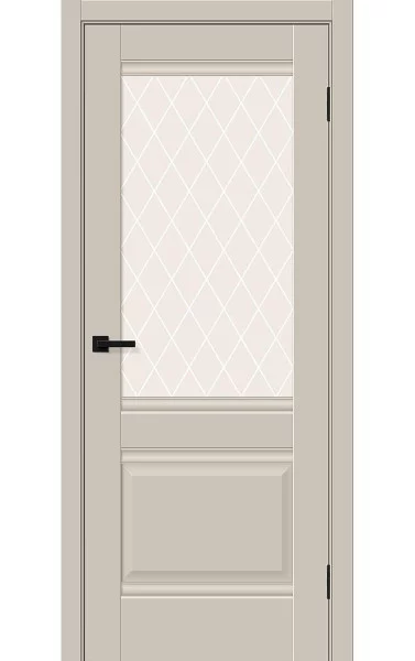 Межкомнатная дверь Прима-3 Cream Silk RAL 7044 ПЭТ стекло White Сrystal Bravo. Размер 200x60 см