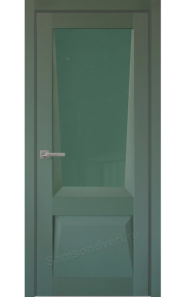 Межкомнатная дверь Перфекто (Perfecto) 106 Зеленый бархат экошпон/остекленная Двери регионов. Размер 200x60 см