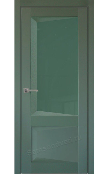 Межкомнатная дверь Перфекто (Perfecto) 108 Зеленый бархат экошпон/остекленная Двери регионов. Размер 200x60 см