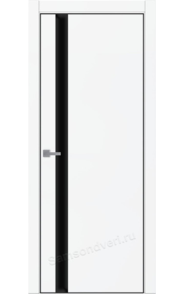 Межкомнатная дверь Тамбурат 4104 Аляска суперматовая черная кромка экошпон/стекло Черное лакобель Двери регионов. Размер 200x60 см