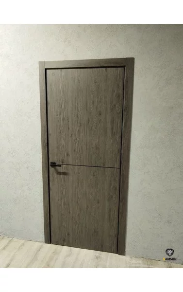 Межкомнатная дверь Лофт-1 Ольха серая черная кромка с 2-х сторон экошпон/глухая Verda. Размер 200x60 см