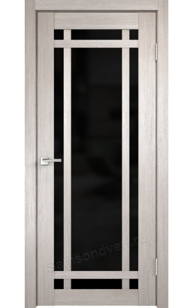 Межкомнатная дверь Z-7 Белая лиственница экошпон/стекло Лакобель черное Верда. Размер 200x60 см