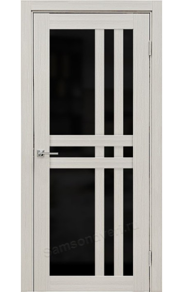 Межкомнатная дверь Z-8 Белая лиственница экошпон/стекло Лакобель черное Верда. Размер 200x60 см