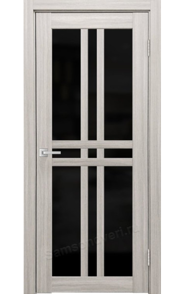Межкомнатная дверь Z-9 Белая лиственница экошпон/стекло Лакобель черное Верда. Размер 200x60 см
