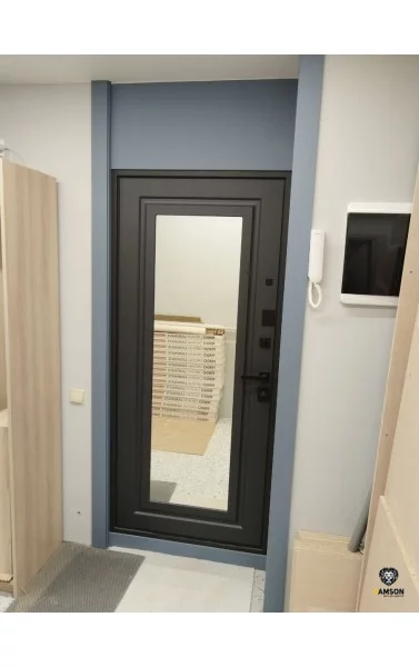 Входная дверь «САМСОН ELIT» Нео - Графит с Зеркалом