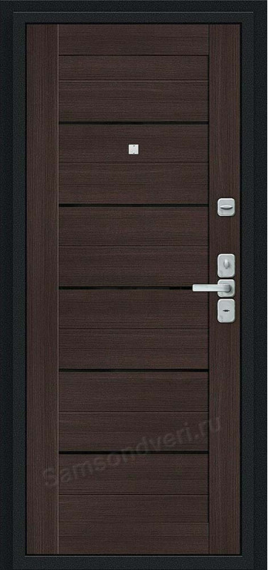 Входная дверь «РАЙТ» цвет: Букле черное/Wenge Veralinga