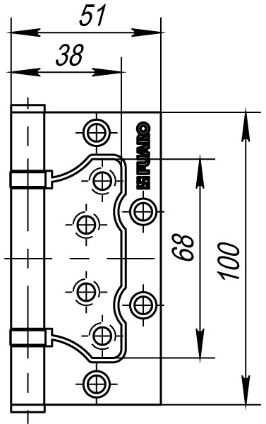Петля накладная IN4500W-BL CP 500-2BB 100x51х2,5 цвет: Хром (Фуаро)