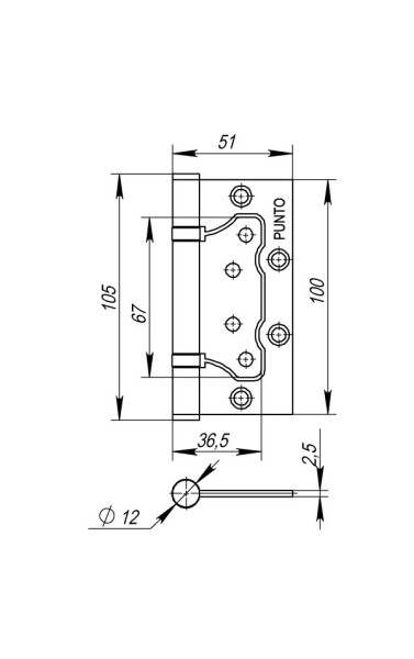 Петля накладная IN4200W CP 200-2B 100x76,5х2,5 цвет: Хром (Пунто)