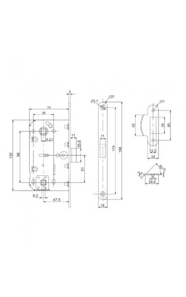 Защелка (с пластиковым язычком) PL96WC-50/BL SSC цвет: Мат/Хром (Пунто)