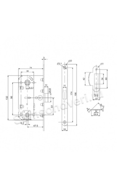 Защелка (с пластиковым язычком) PL96WC-50/BL SN цвет: Мат/Никель (Пунто)