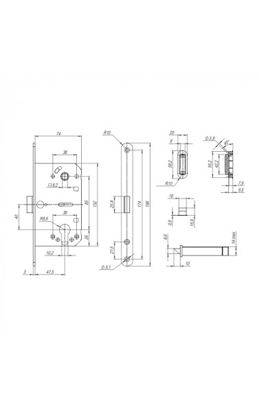 Замок под цилиндр (с магнитным язычком) ML85-50/BL SSG цвет: Мат/Золото (Пунто)