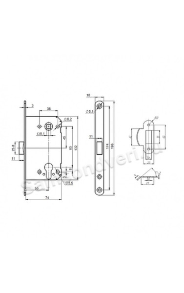 Замок под цилиндр (с пластиковым язычком) PL85-50/BL CP цвет: Хром (Пунто)