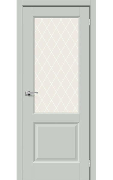 Межкомнатная дверь Неоклассик-33 Grey Matt/White Сrystal эмалит Bravo. Размер 200x60 см