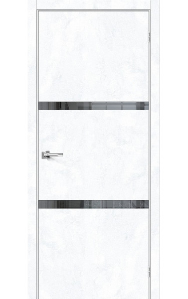 Межкомнатная дверь Браво-2.55 Snow Art/Mirox Grey экошпон Браво. Размер 200x90 см