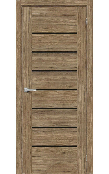 Межкомнатная дверь Браво-22 Original Oak/Black Shine экошпон Браво. Размер 200x90 см