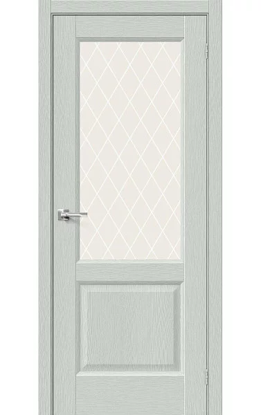 Межкомнатная дверь Неоклассик-33 Grey Wood/White Сrystal экошпон Bravo. Размер 200x60 см