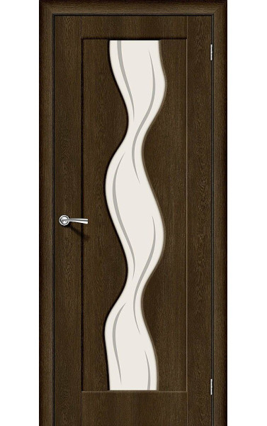 Межкомнатная дверь Вираж-2 Dark Barnwood/Art Glass ПВХ Браво. Размер 200x60 см