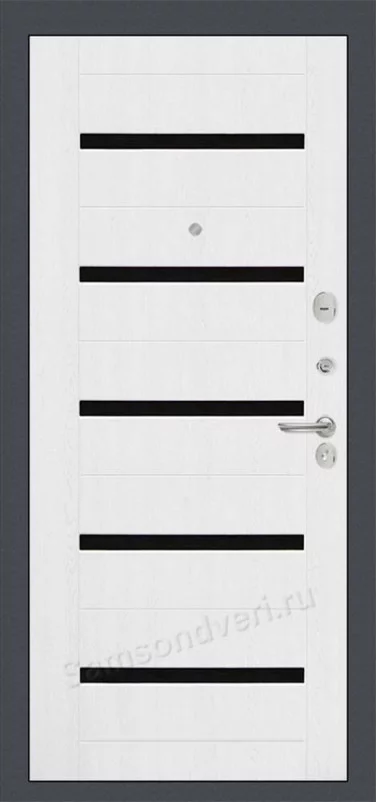 Входная дверь «RIVER» 01 - Белое дерево, стекло черное