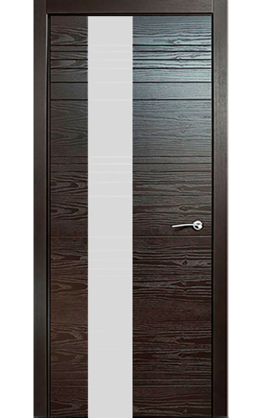 Межкомнатная дверь V-I Неро шпонированная/стекло Лакобель белое Верда. Размер 200x60 см