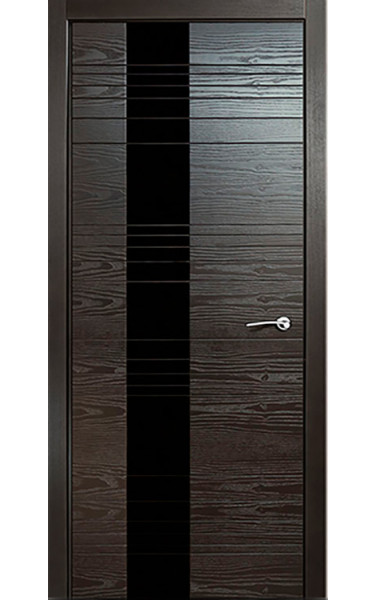 Межкомнатная дверь V-I Неро шпонированная/стекло Лакобель черное Verda. Размер 200x60 см